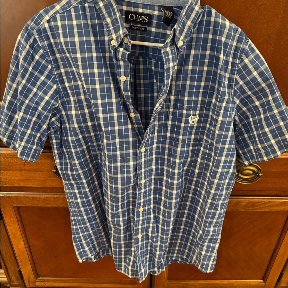 Chaps Navy and White Checkered Men's Shirt